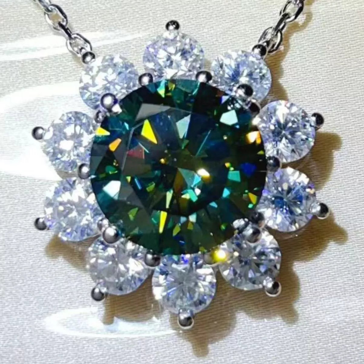 5 Carat Moissanite Sterling Silver Pendant Necklace - alternate necklace view