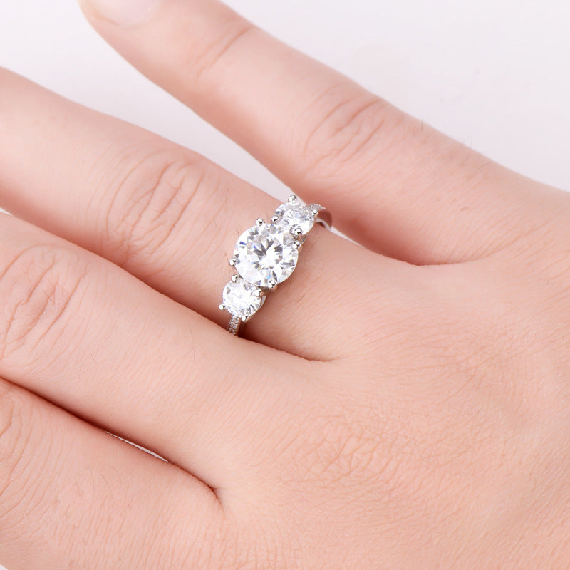 3 Carat Moissanite Sterling Silver Ring in Silver - women's ring