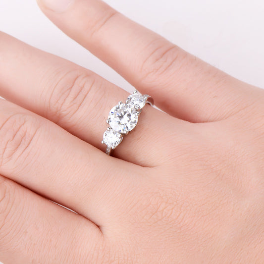 3 Carat Moissanite Sterling Silver Ring in Silver - women's ring