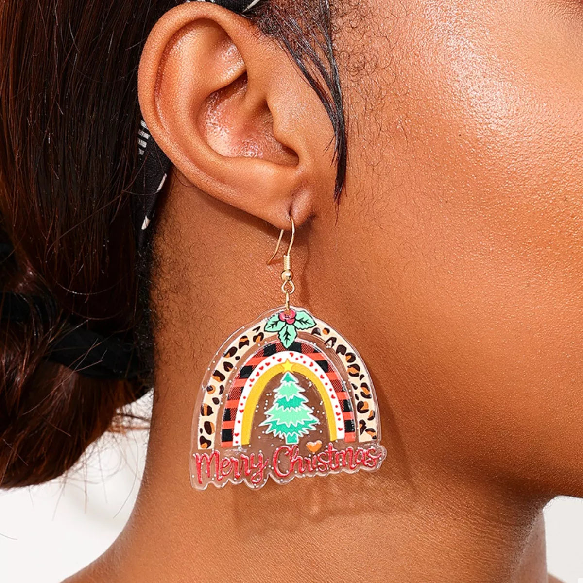 Christmas Rainbow Dangle Earrings in Colorful - women's dangle earrings