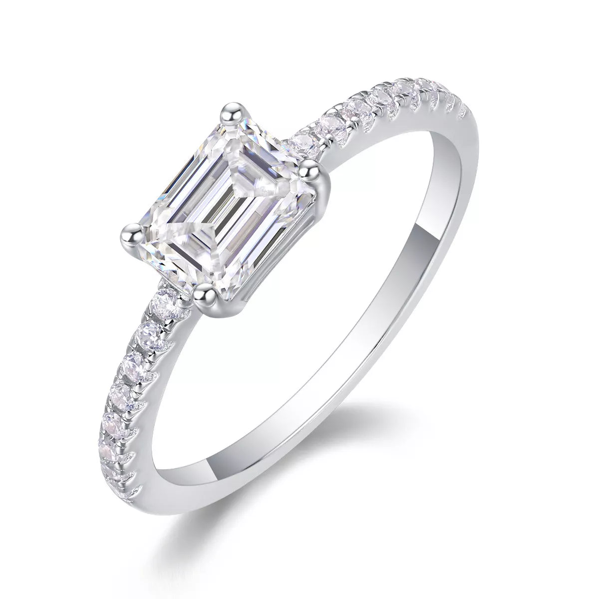 1 Carat Sterling Silver Moissanite Geometric Ring - alternate ring view