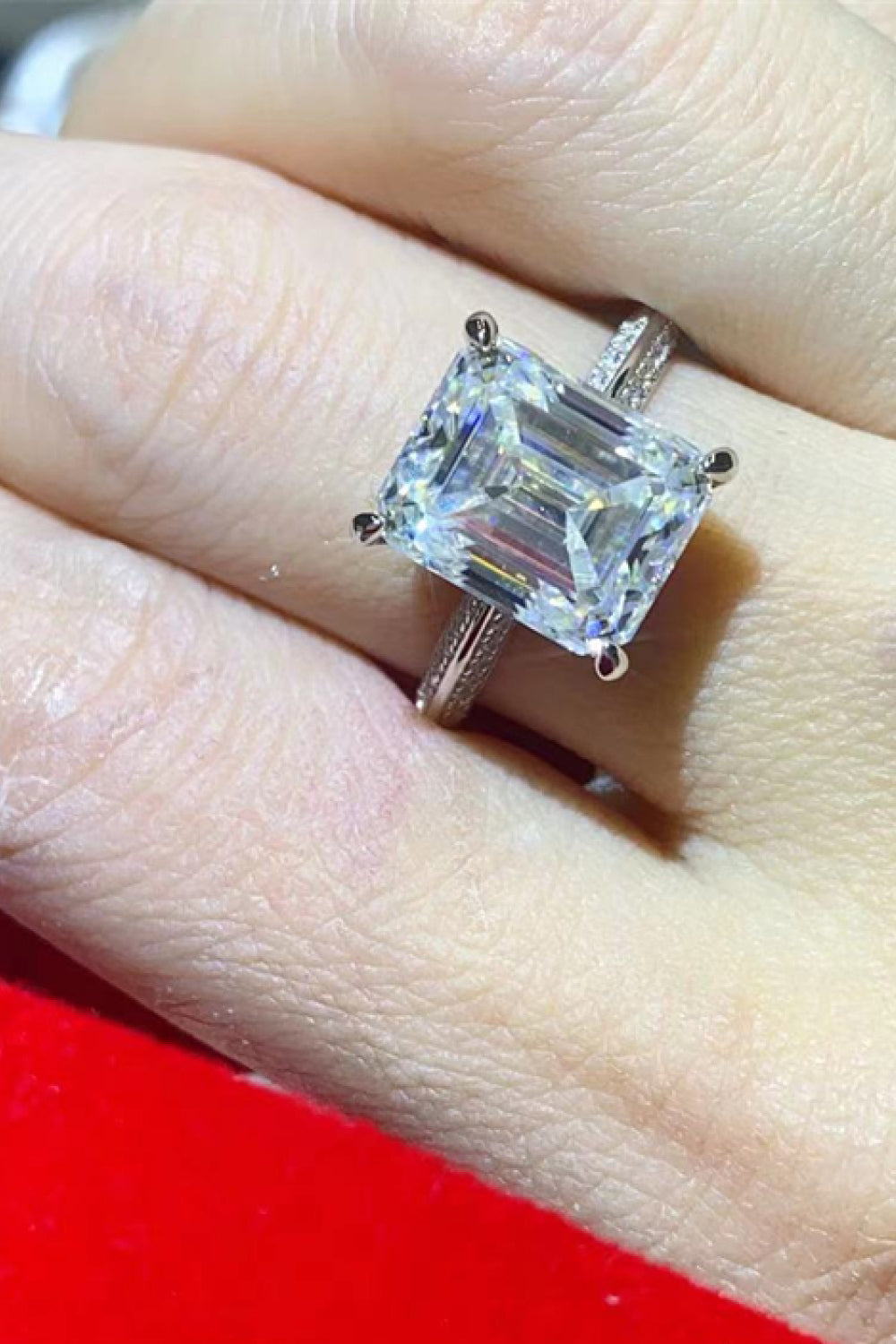 5 Carat Moissanite Platinum-Plated Ring in Silver - women's ring