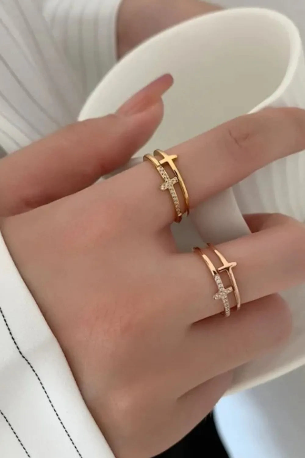 Sterling Silver Inland Zircon Cross Ring in Silver - women's ring