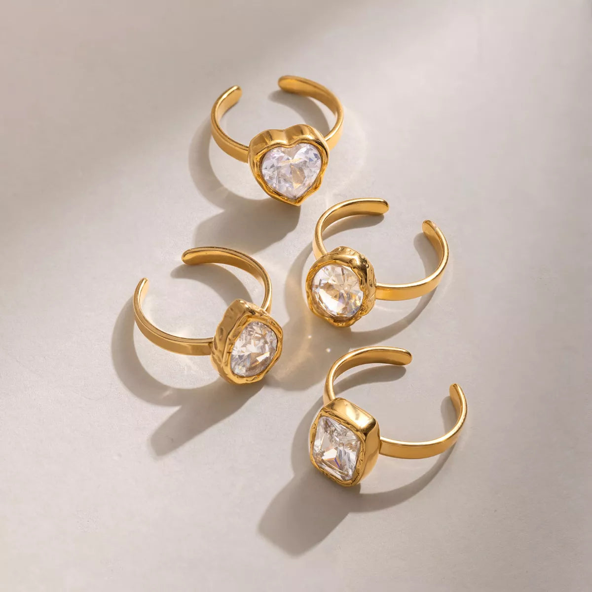 4 Piece 18K Gold-Plated Zircon Ring - alternate ring view