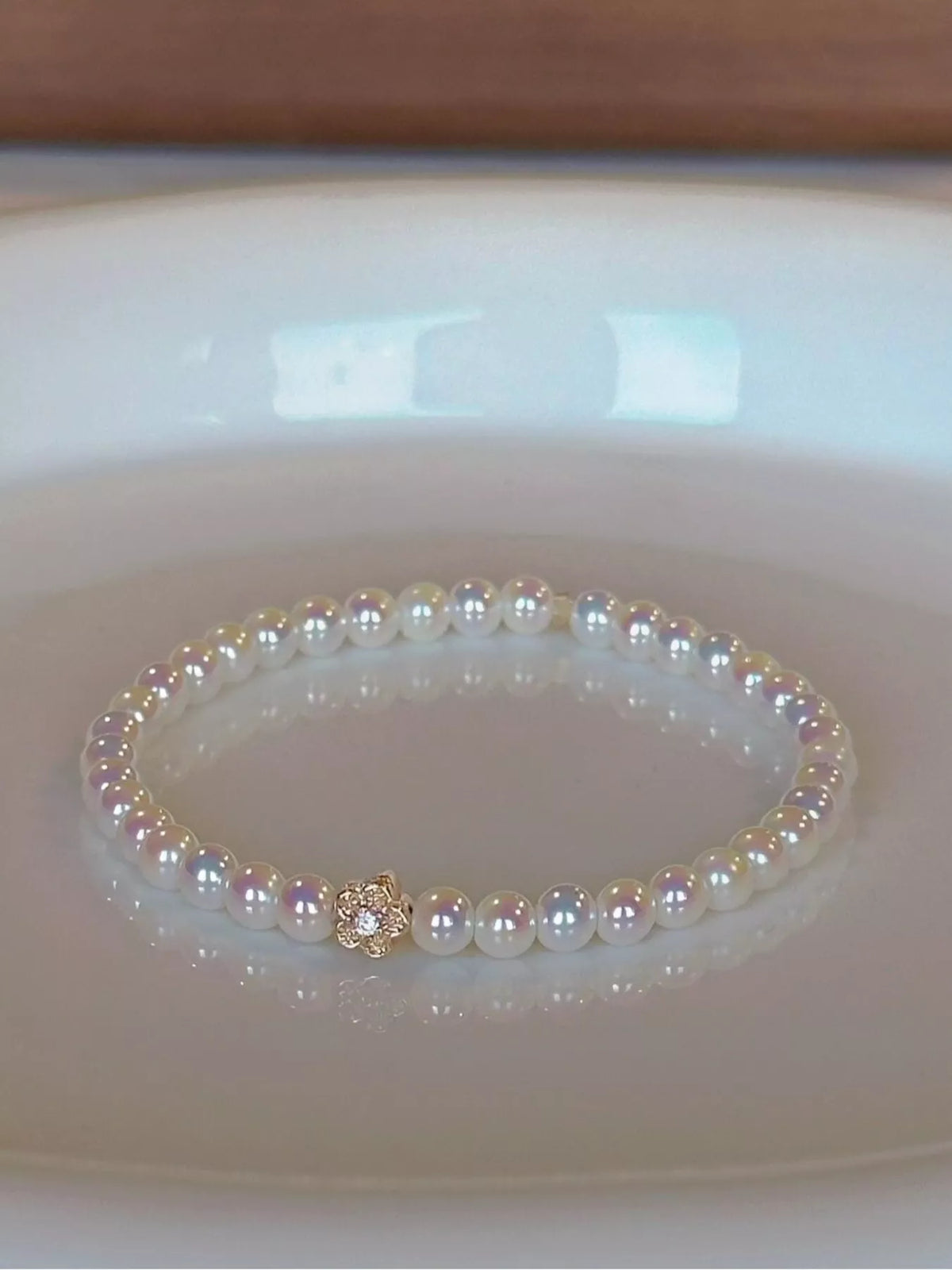Pearl Bracelet with Floral Accent - alternate jewelry view