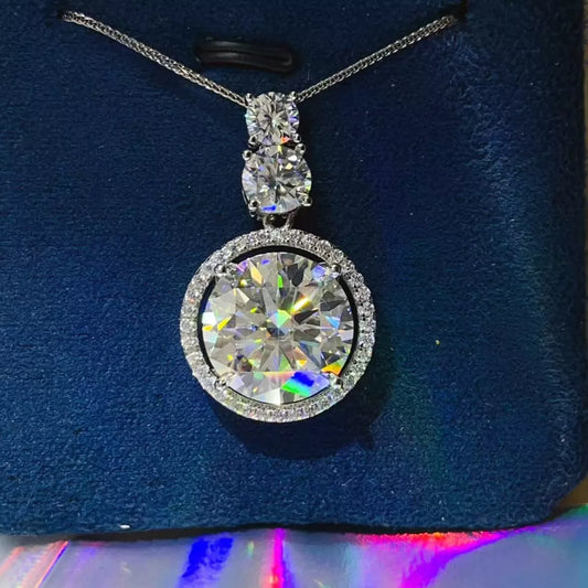 11.5 Carat Moissanite Sterling Silver Pendant Necklace in Silver - women's pendant necklace