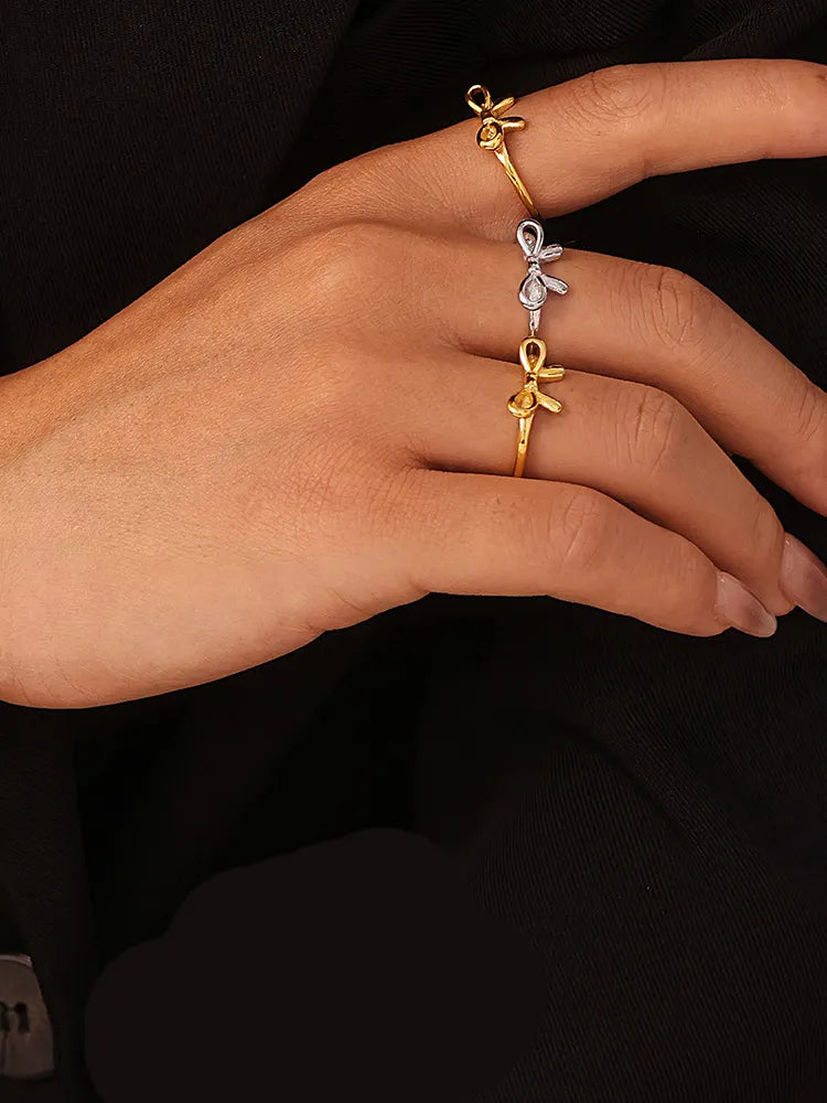 Stainless Steel Bow Ring in Silver - women's ring