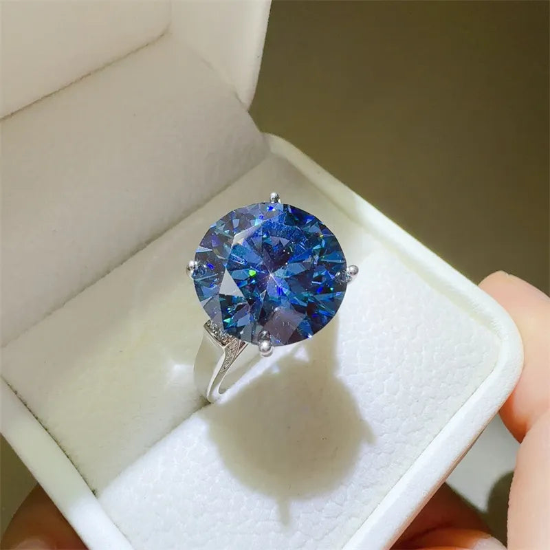 10 Carat Sterling Silver Moissanite Ring in Silver - women's ring