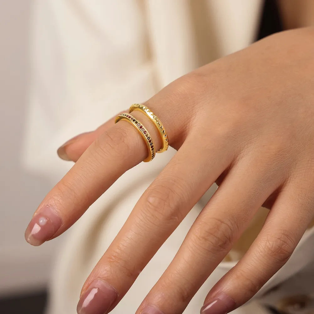Gold-Plated Czech Diamond Double-Layered Ring - alternate ring view