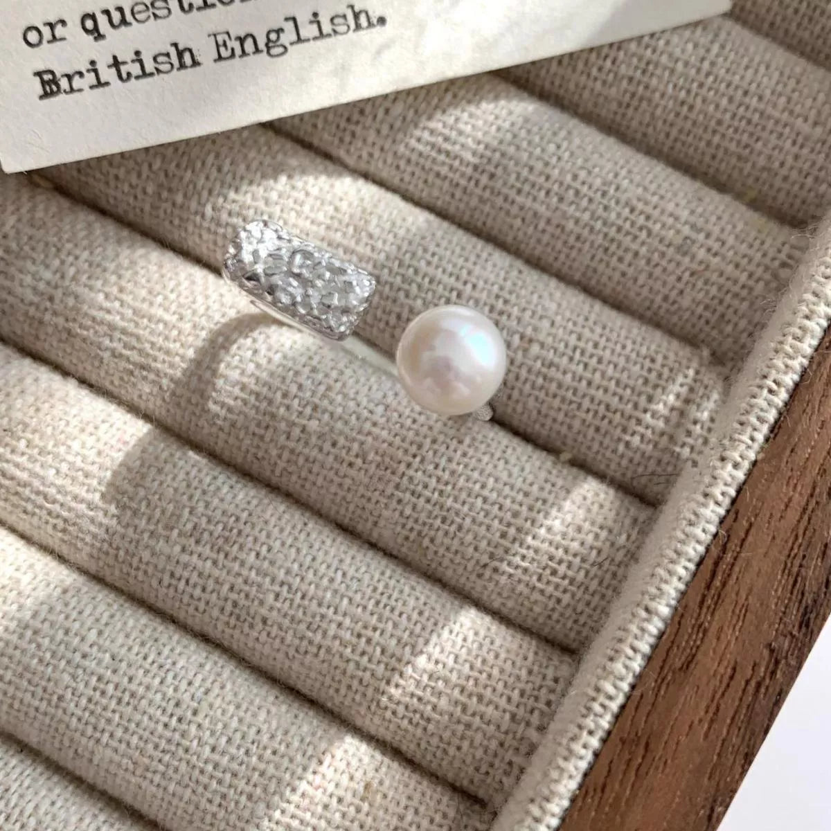 Pearl Sterling Silver Open Ring - alternate ring view