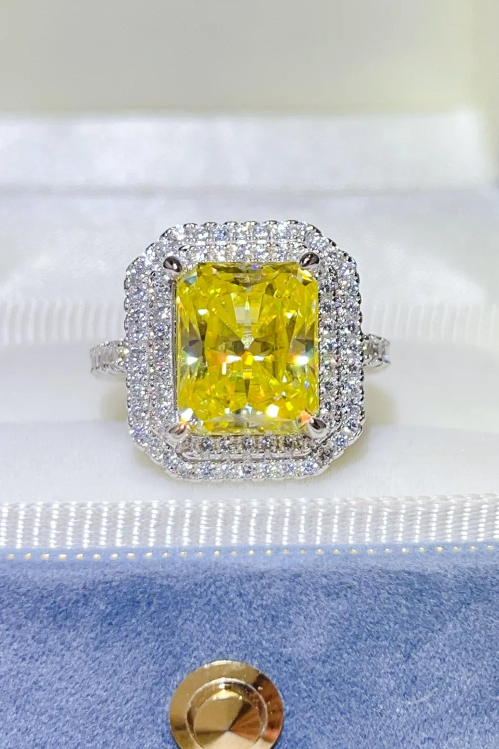 2 Carat Moissanite Sterling Silver Ring in Yellow - women's ring