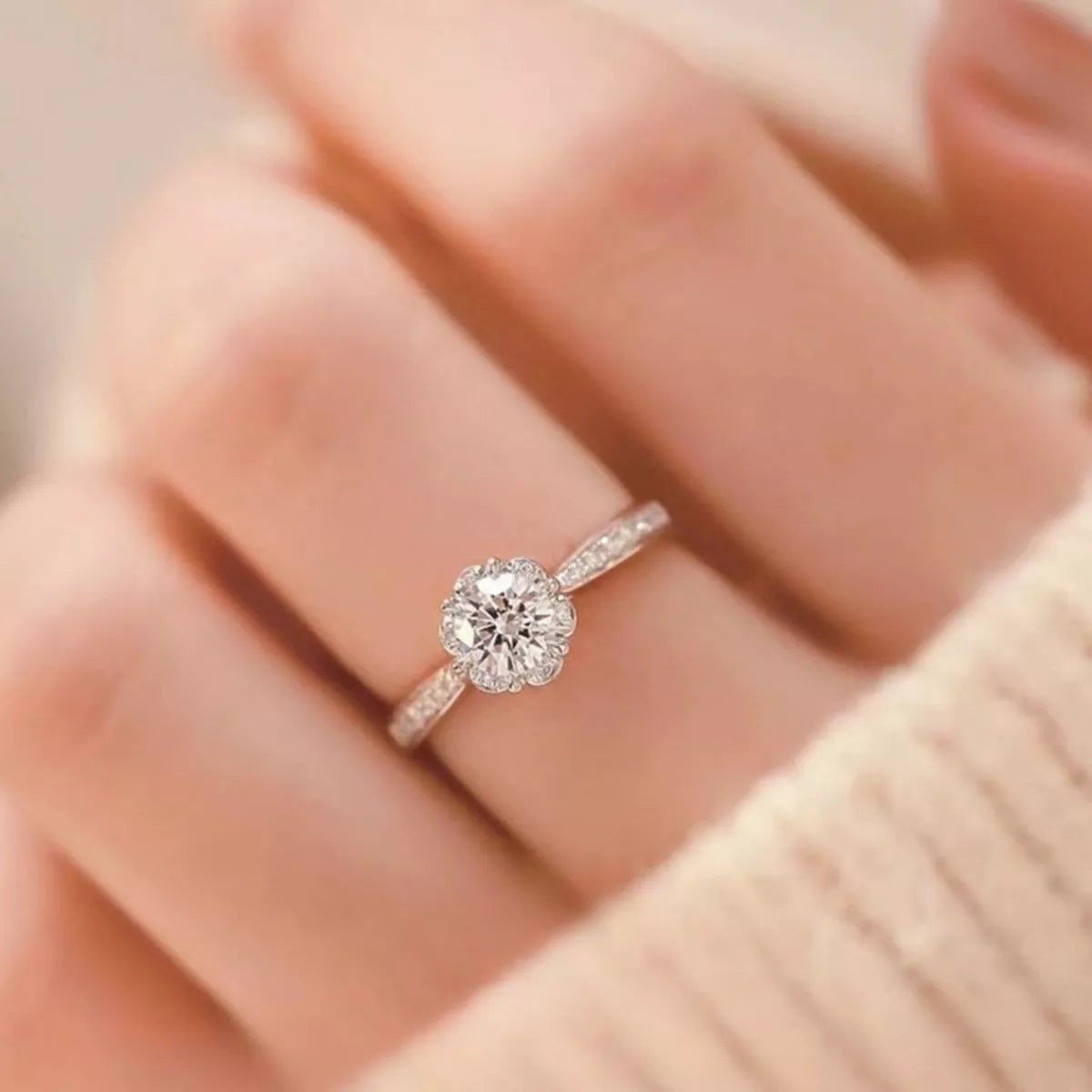 1 Carat Sterling Silver Moissanite Ring in Silver - women's ring