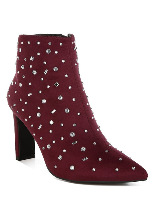 Diamante Microfiber Ankle Boots