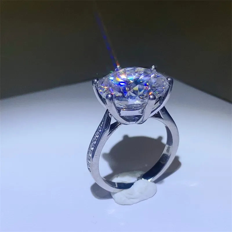 10 Carat Moissanite Sterling Silver Ring in Silver - women's ring