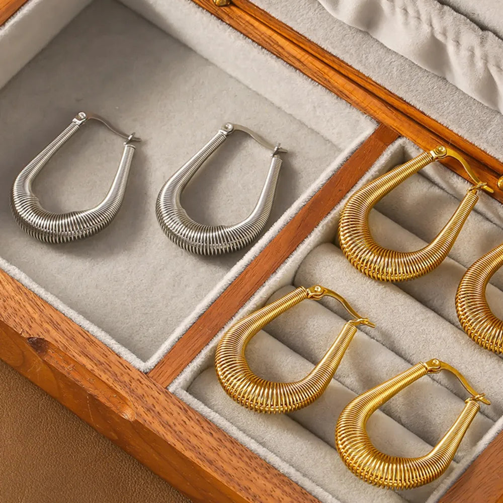 Titanium Steel U Shape Earrings - alternate earring view