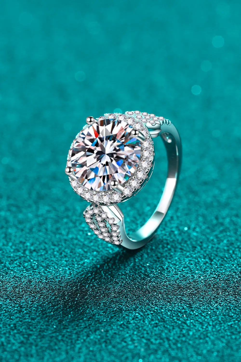 5 Carat Moissanite Sterling Silver Ring in Silver - women's ring
