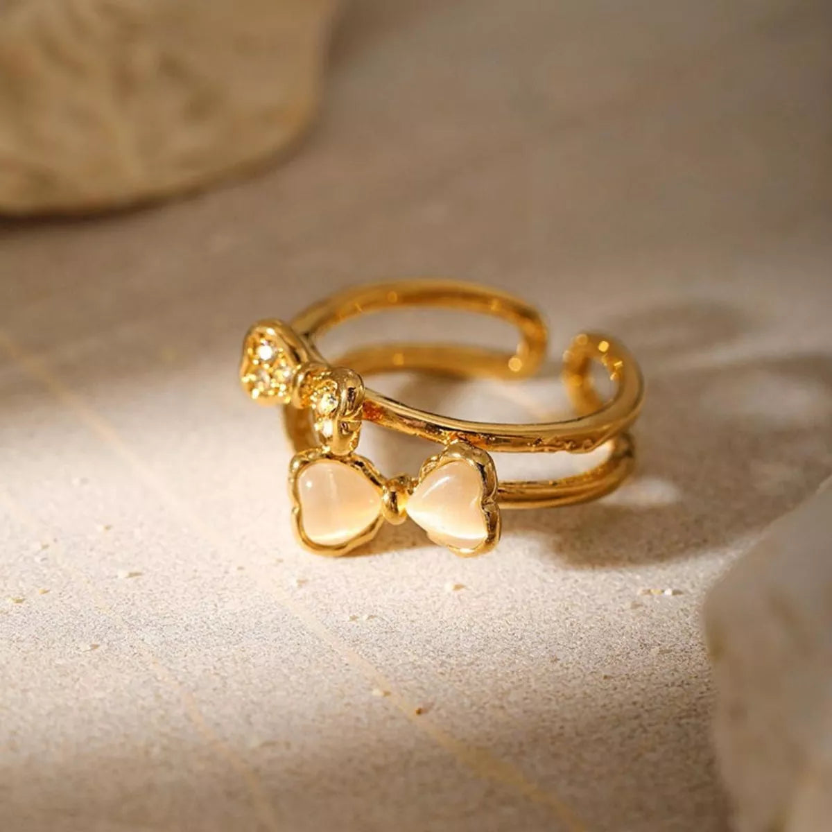 18K Gold-Plated Bow Open Ring - alternate ring view