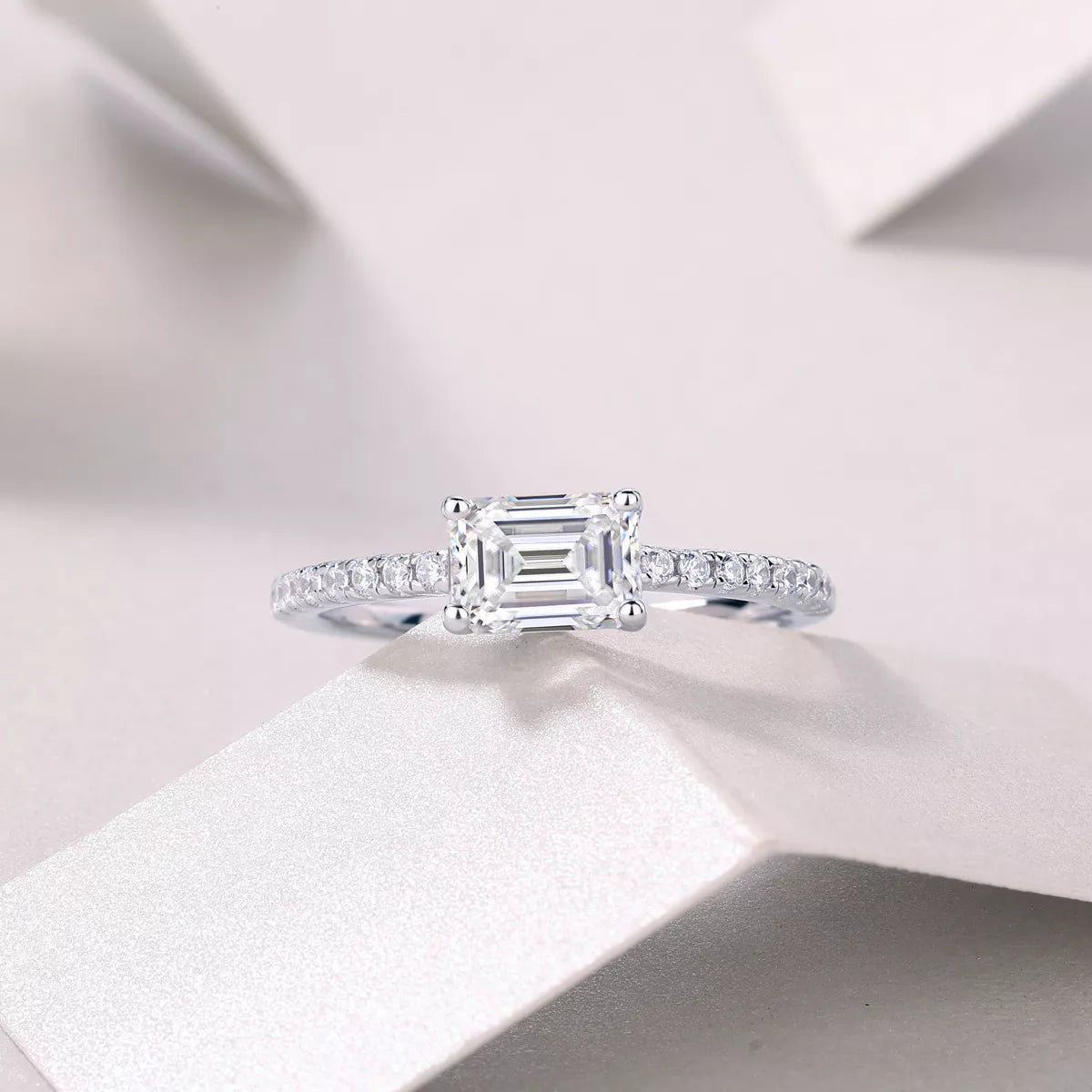 1 Carat Sterling Silver Moissanite Geometric Ring - alternate ring view