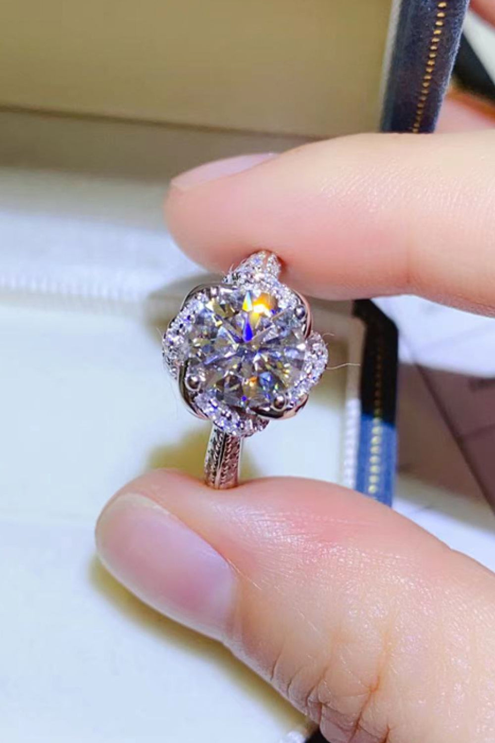 2 Carat Moissanite Sterling Silver Ring in Silver - women's ring