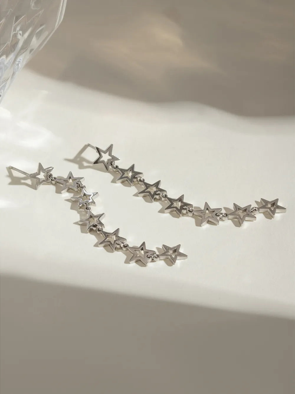 Stainless Steel Cutout Star Earrings - alternate earring view
