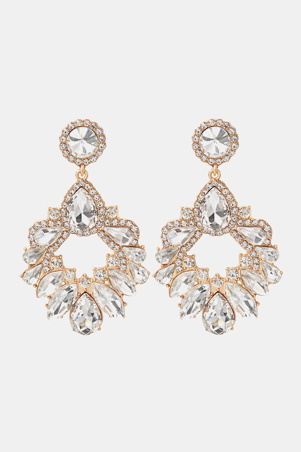 Zinc Alloy Frame Glass Stone Dangle Earrings - alternate earring view