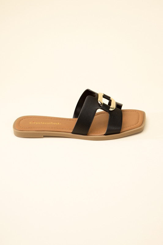 Square Flat Slide Sandals