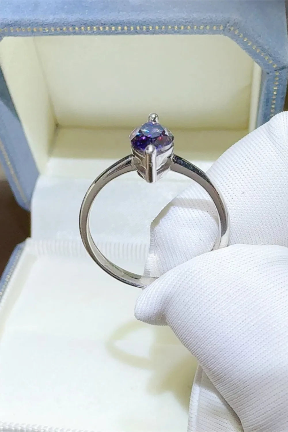 2 Carat Moissanite Sterling Silver Ring in Violet - women's ring