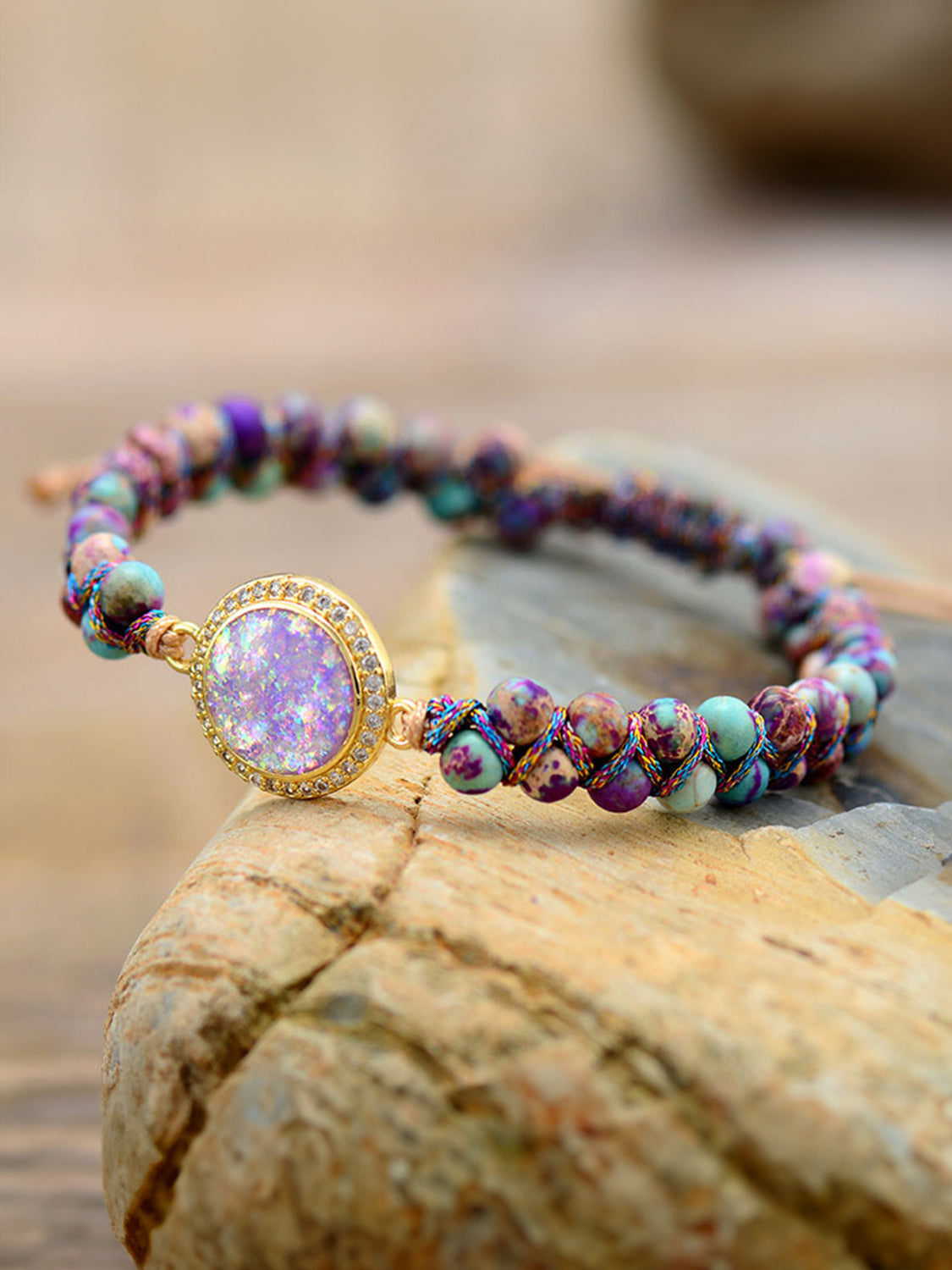 Imperial Jasper Beaded Bracelet in Multicolor - women's beaded bracelet