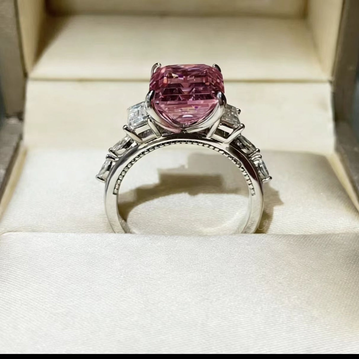 5 Carat Moissanite Sterling Silver Ring in Silver - women's ring