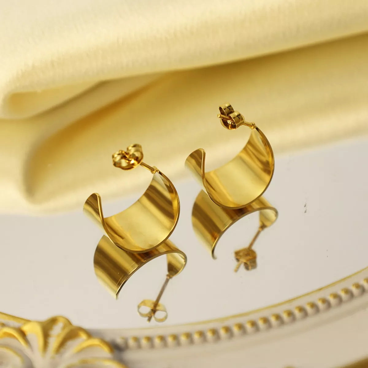 18K Gold-Plated Stud Earrings - alternate earring view