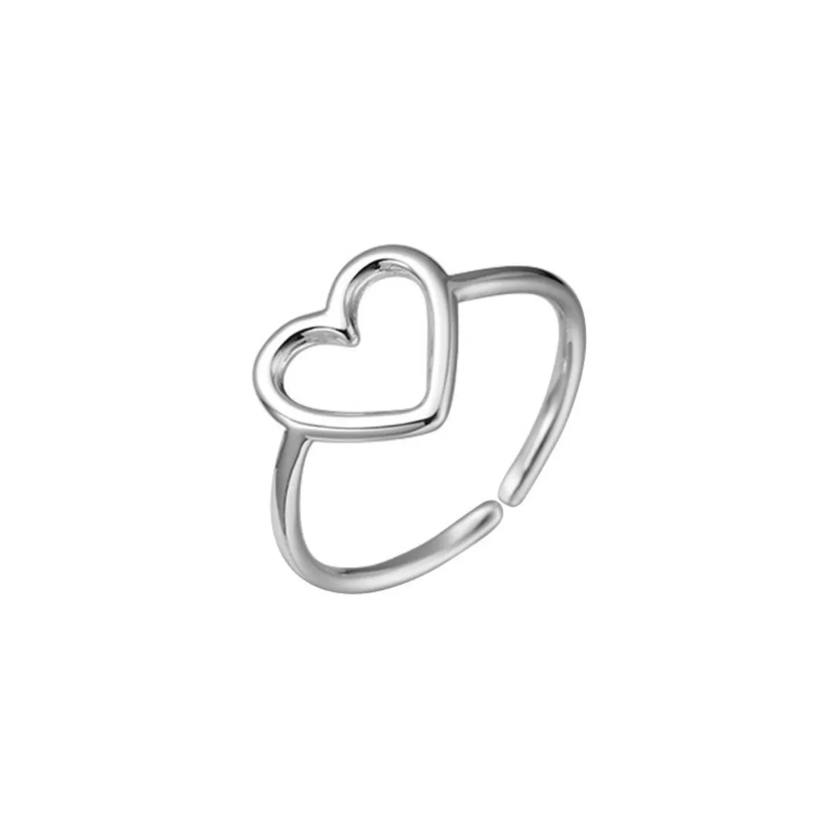 Sterling Silver Heart Open Ring - alternate ring view