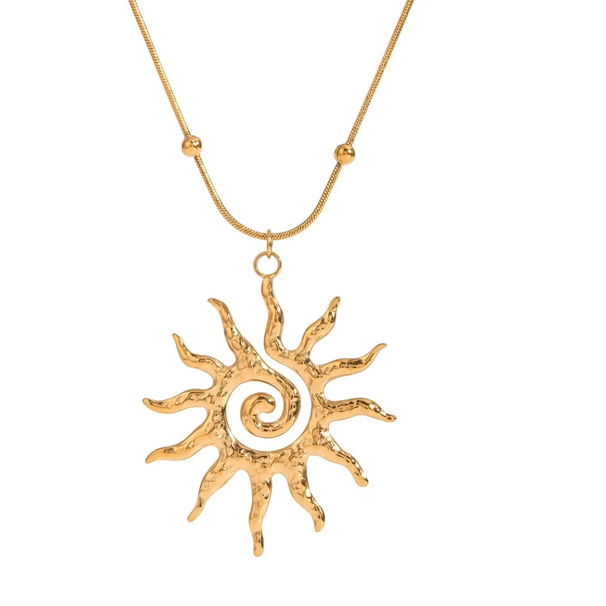 18K Gold-Plated Sun Pendant Necklace - alternate necklace view