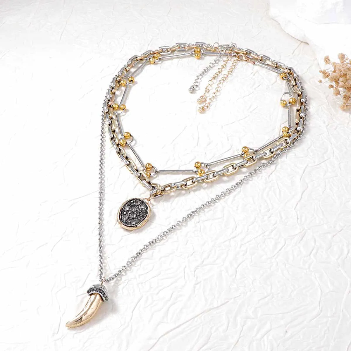 3 Piece Stainless Steel Pendant Necklace - alternate necklace view