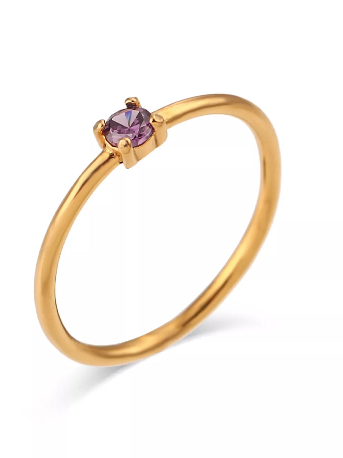 18K Gold-Plated Zircon Ring in Blue - women's ring