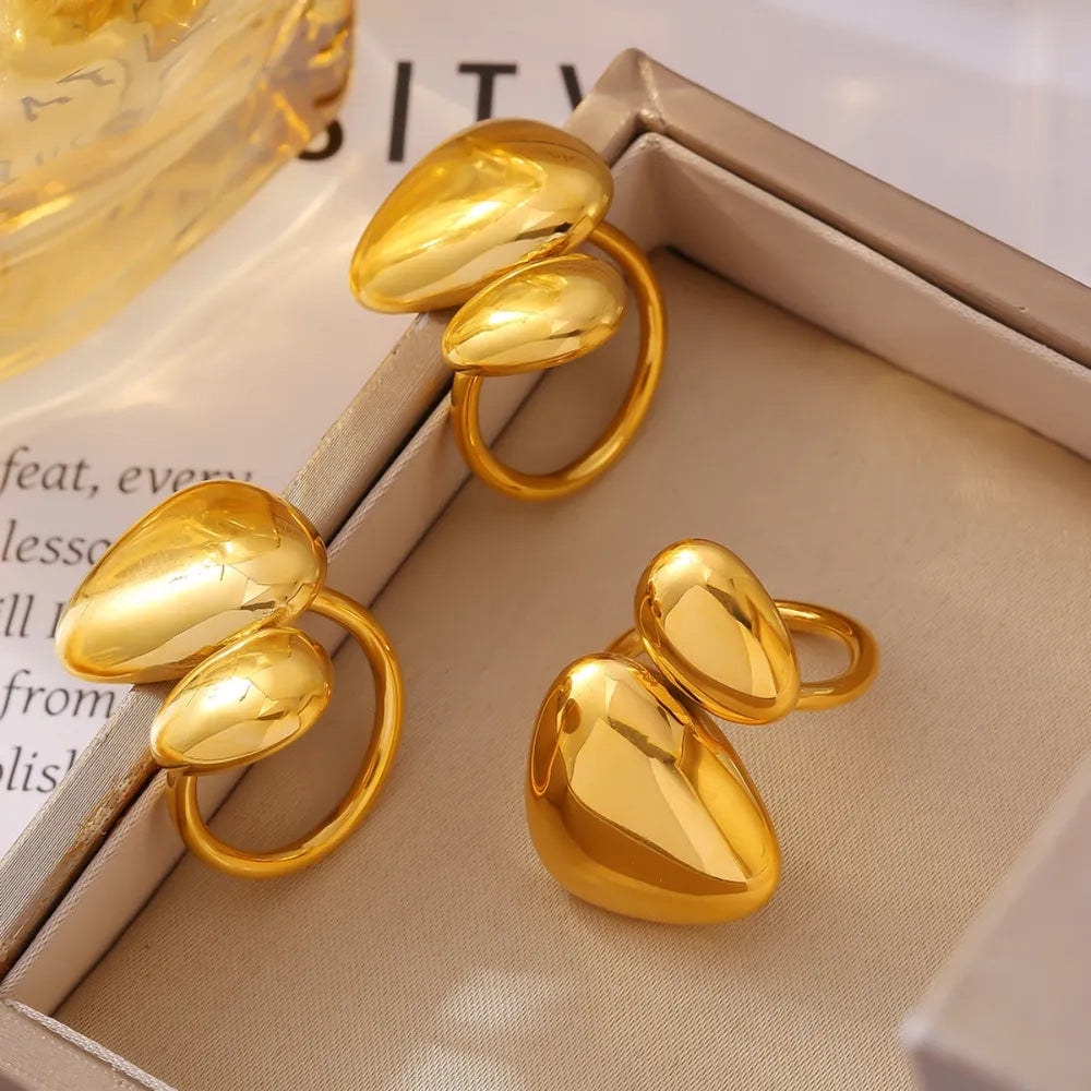 18K Gold-Plated Irregular Bypass Ring - alternate ring view