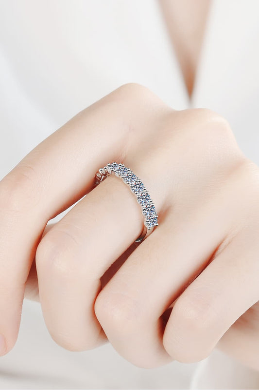 1 Carat Moissanite Half-Eternity Ring in Silver - women's ring