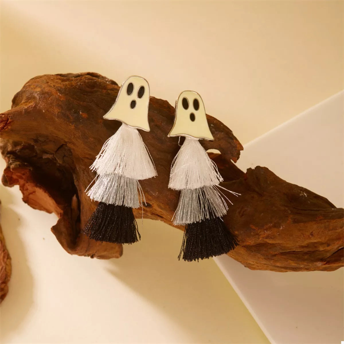 Halloween Ghost and Pumpkin Dangle Earrings - alternate earring view