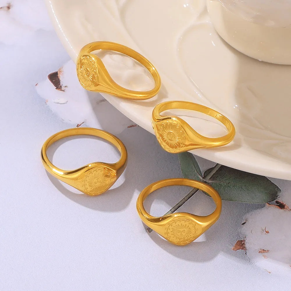 18K Gold-Plated Sun Ring in Gold - women's ring