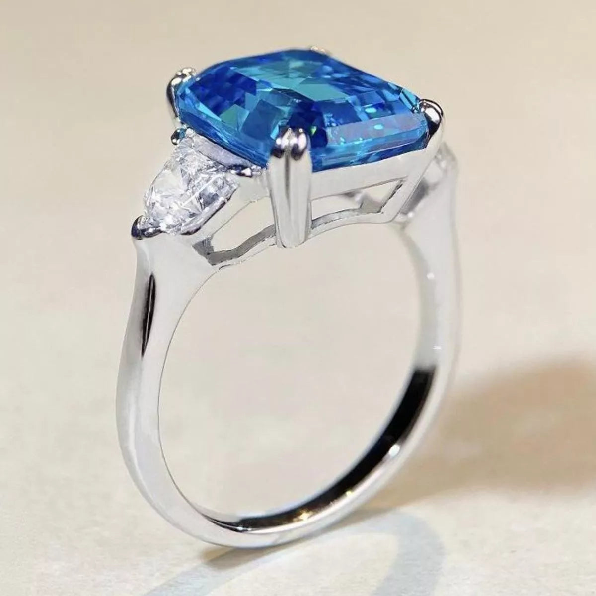Sterling Silver Zircon Square Ring - alternate ring view