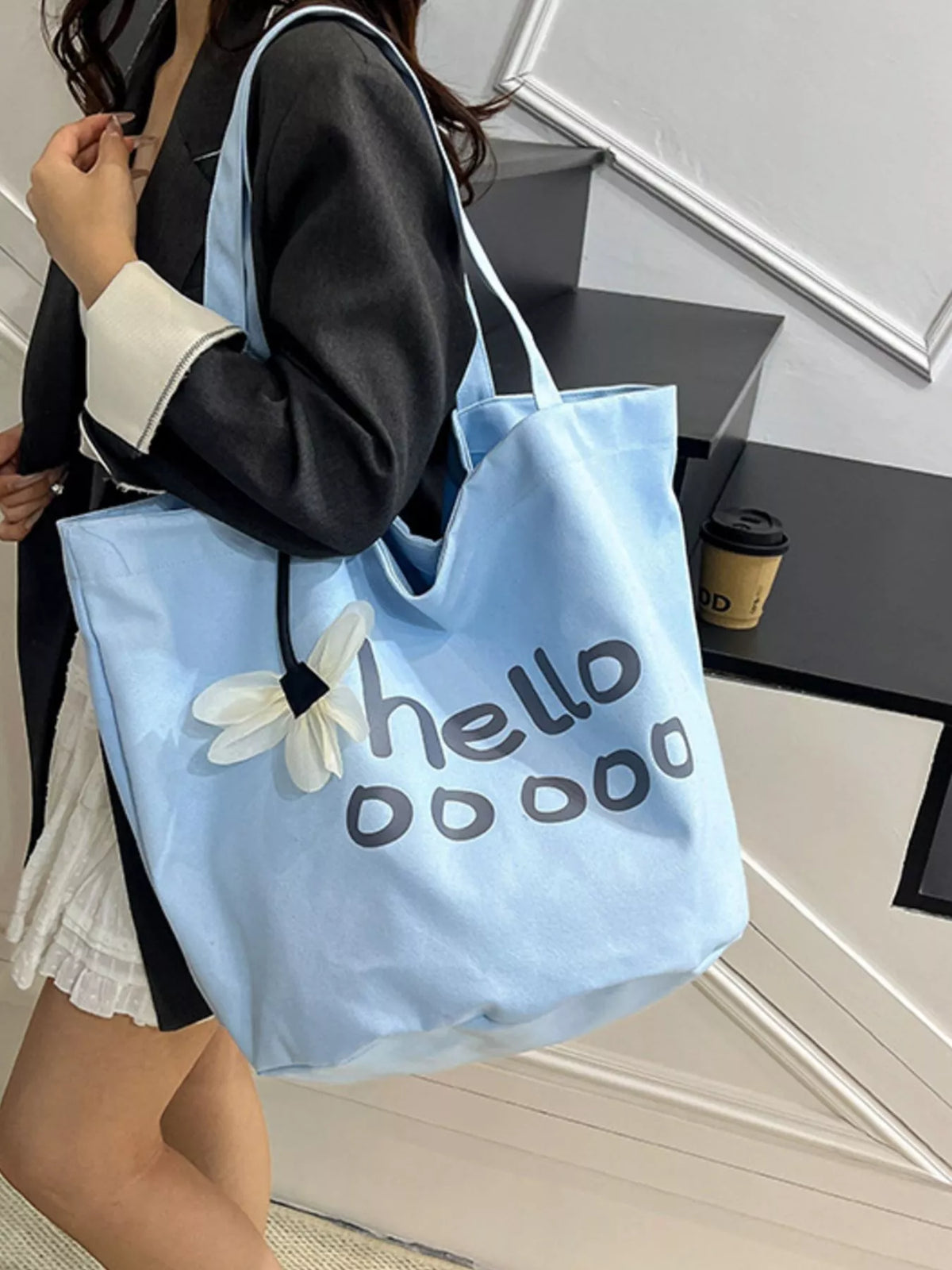 Letter Canvas Tote Bag - alternate product view