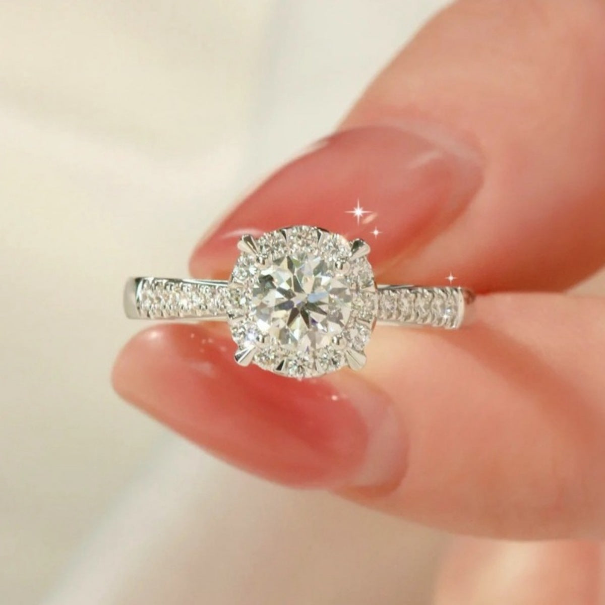 1 Carat Moissanite Sterling Silver Ring in Silver - women's ring
