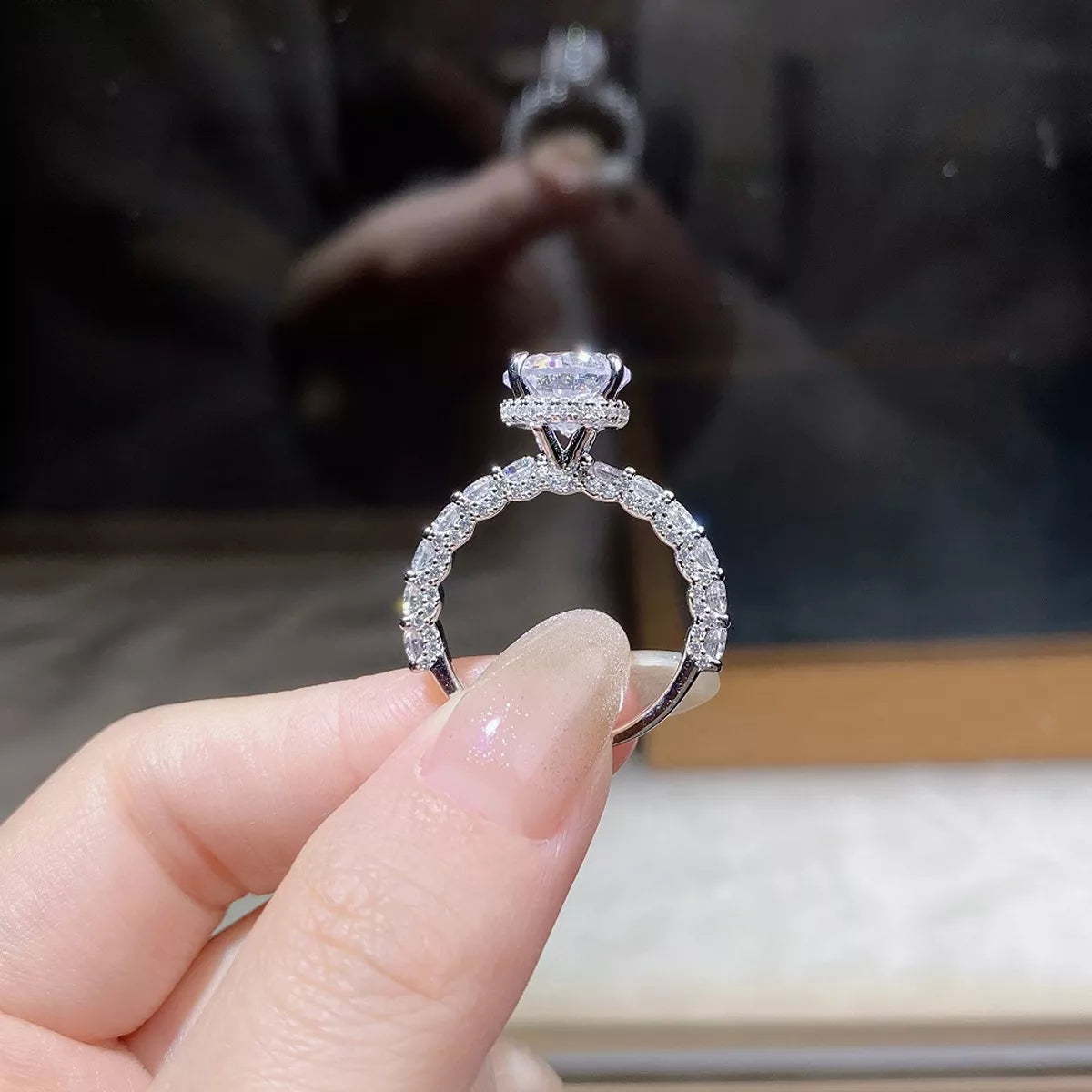 3 Carat Sterling Silver Moissanite Ring - alternate ring view