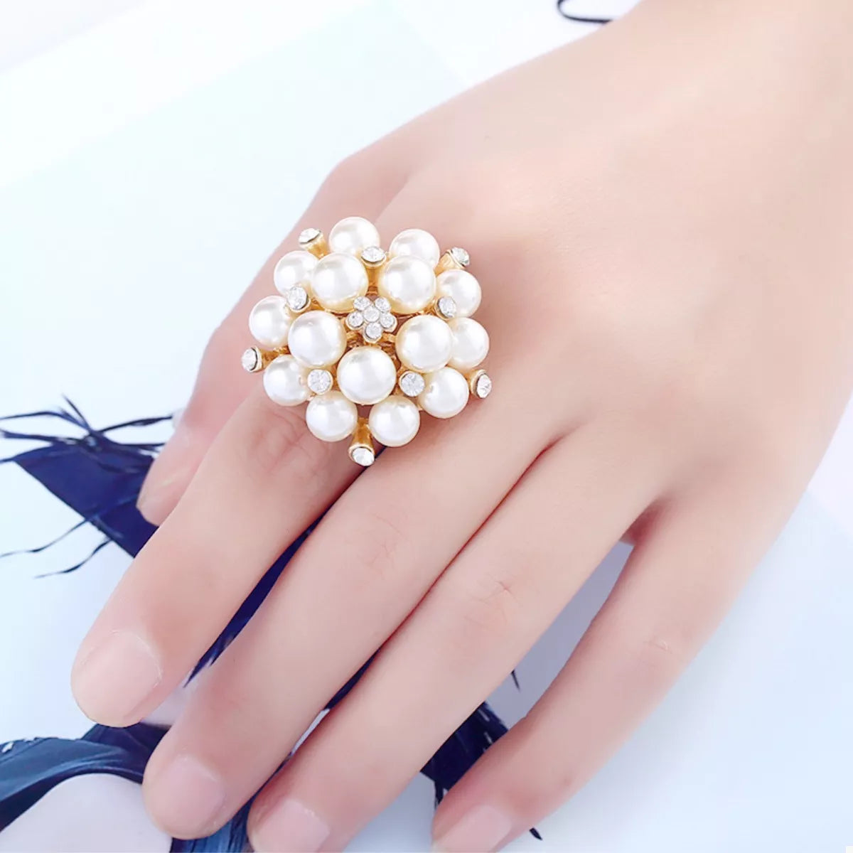 Pearl Cluster Ring in Gold - women's ring