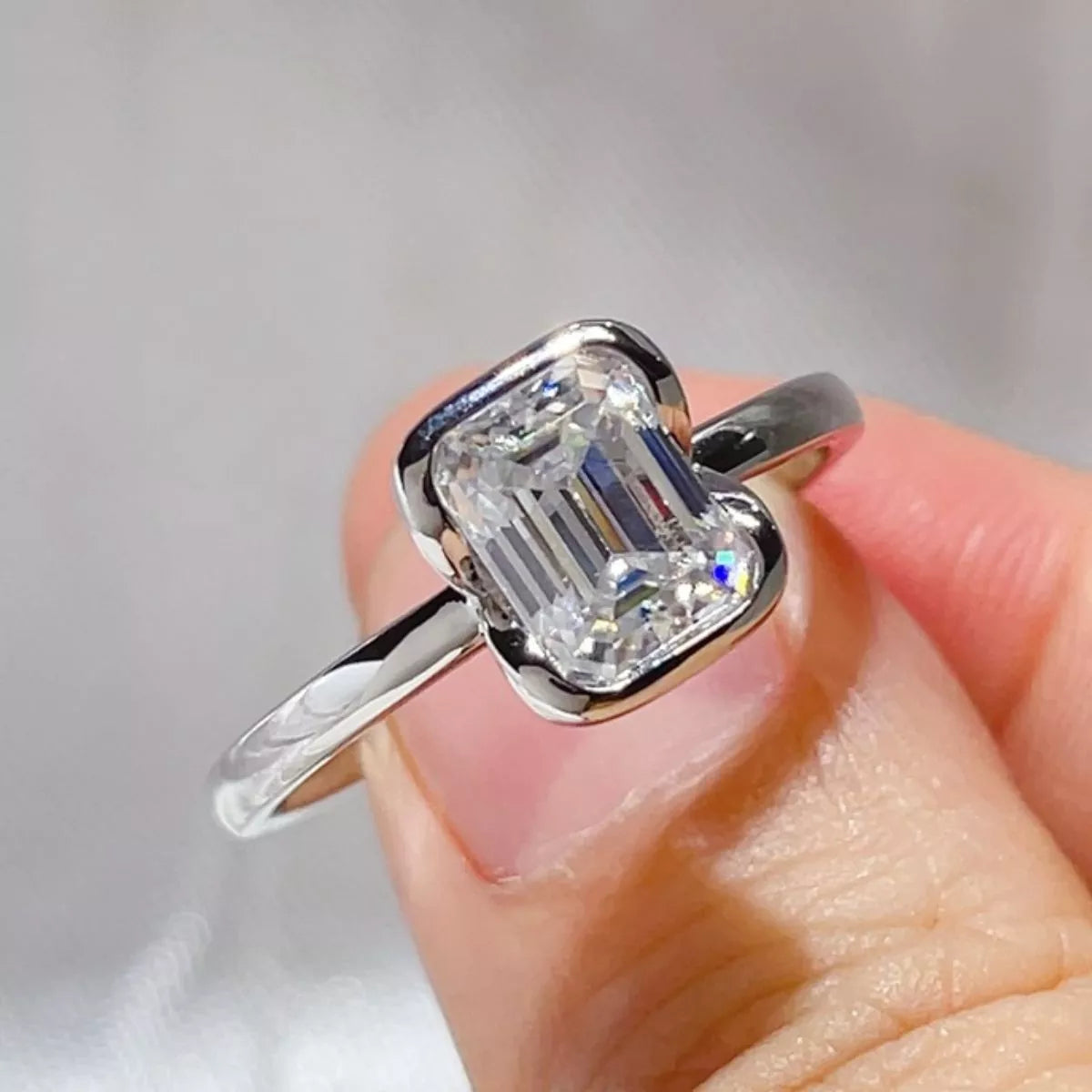 2 Carat Sterling Silver Moissanite Ring in Silver - women's ring
