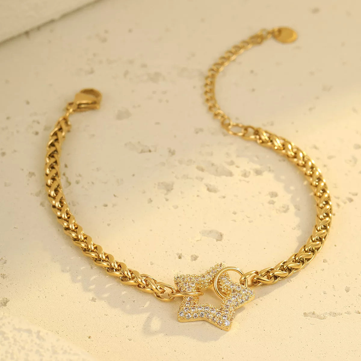 18K Gold-Plated Rhinestone Chain Bracelet in Style D - women's chain bracelet