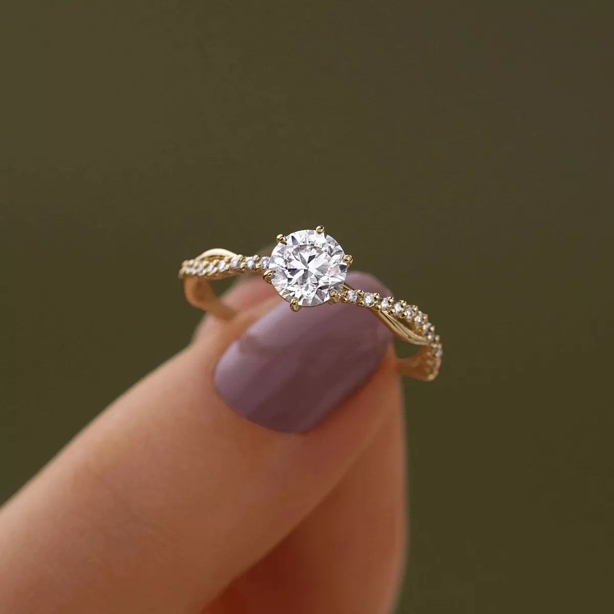Sterling Silver Zircon Ring in Gold - women's ring