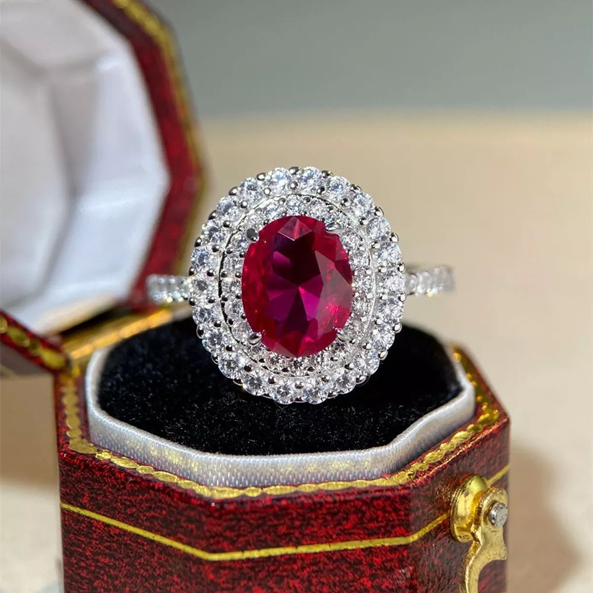 Sterling Silver Zircon Round Ring in Scarlet - women's ring
