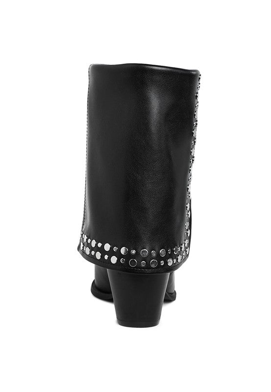 Stud Embellished Foldover Boots