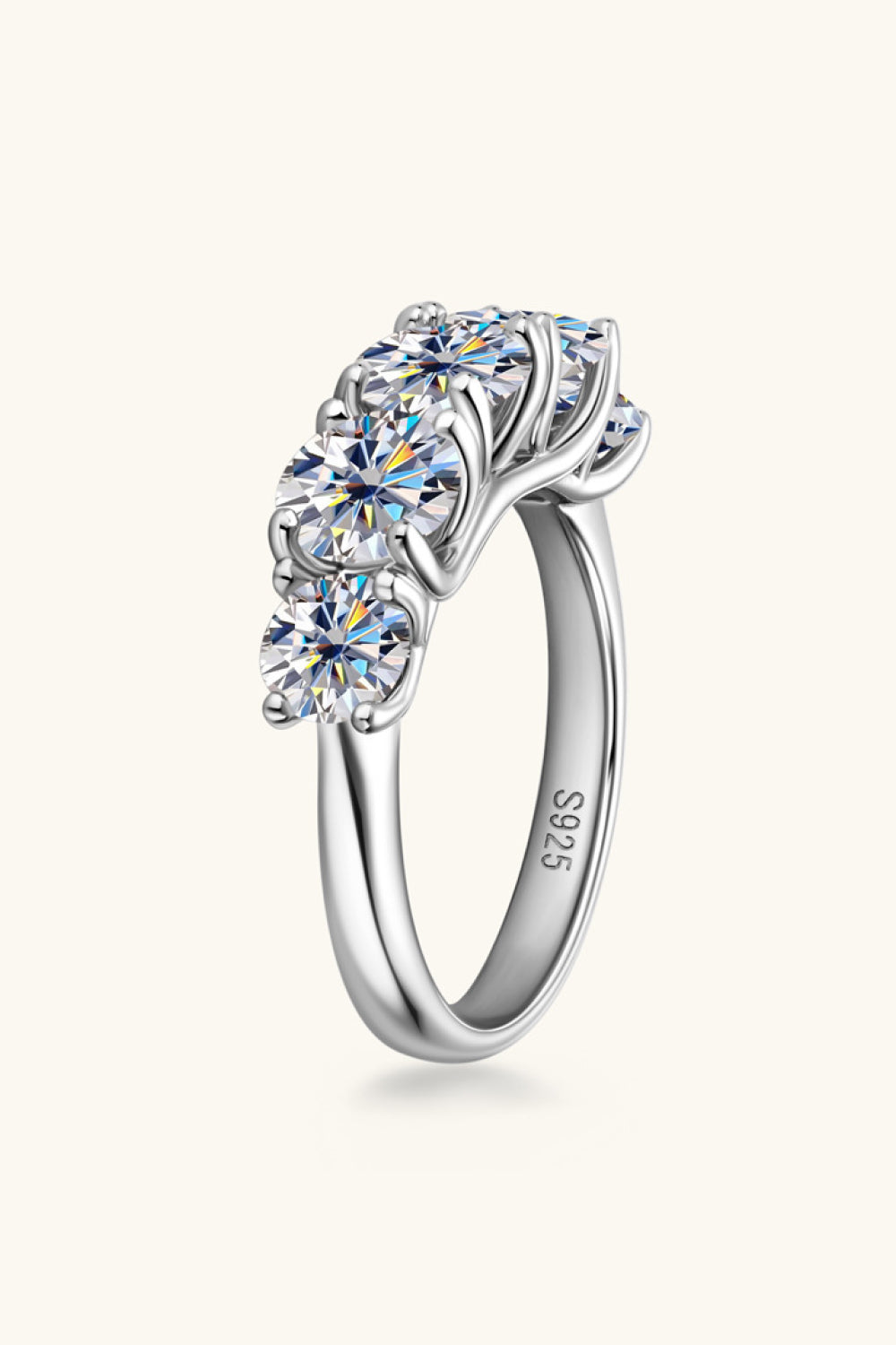 1 Carat Moissanite Sterling Silver Half-Eternity Ring in Silver - women's ring