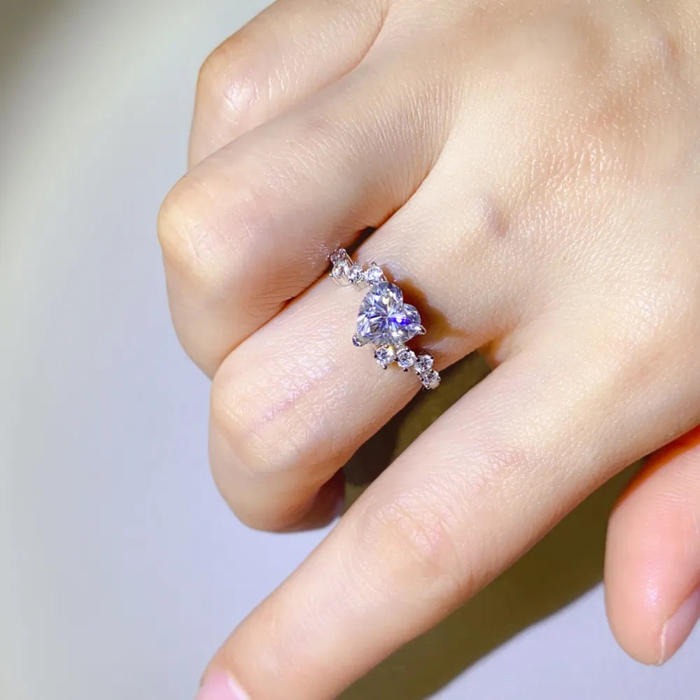 1 Carat Moissanite Sterling Silver Ring in Silver - women's ring